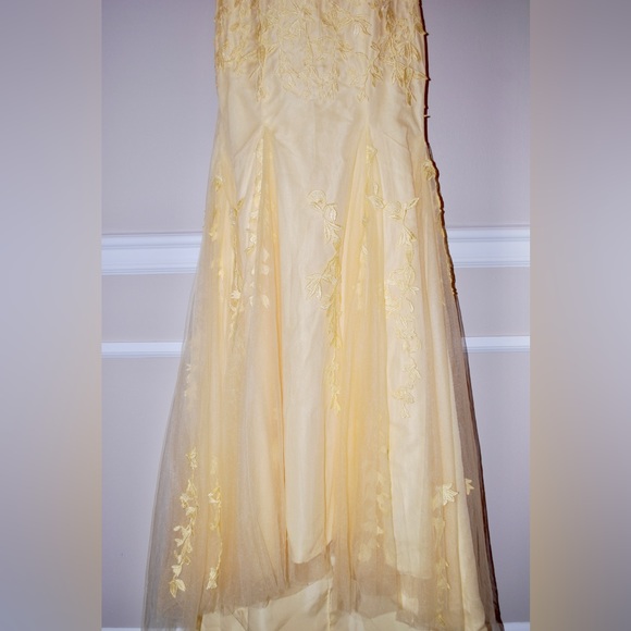 Mermaid Yellow Lace Tulle Prom Dress,Yellow Evening Dress Y2248